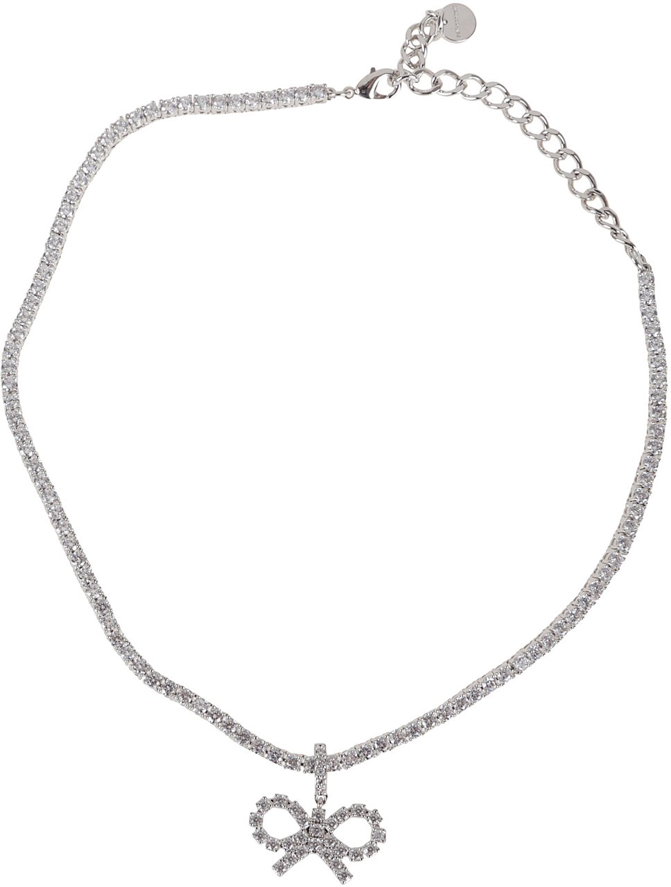 Self-Portrait crystal bow tennis necklace Metallic