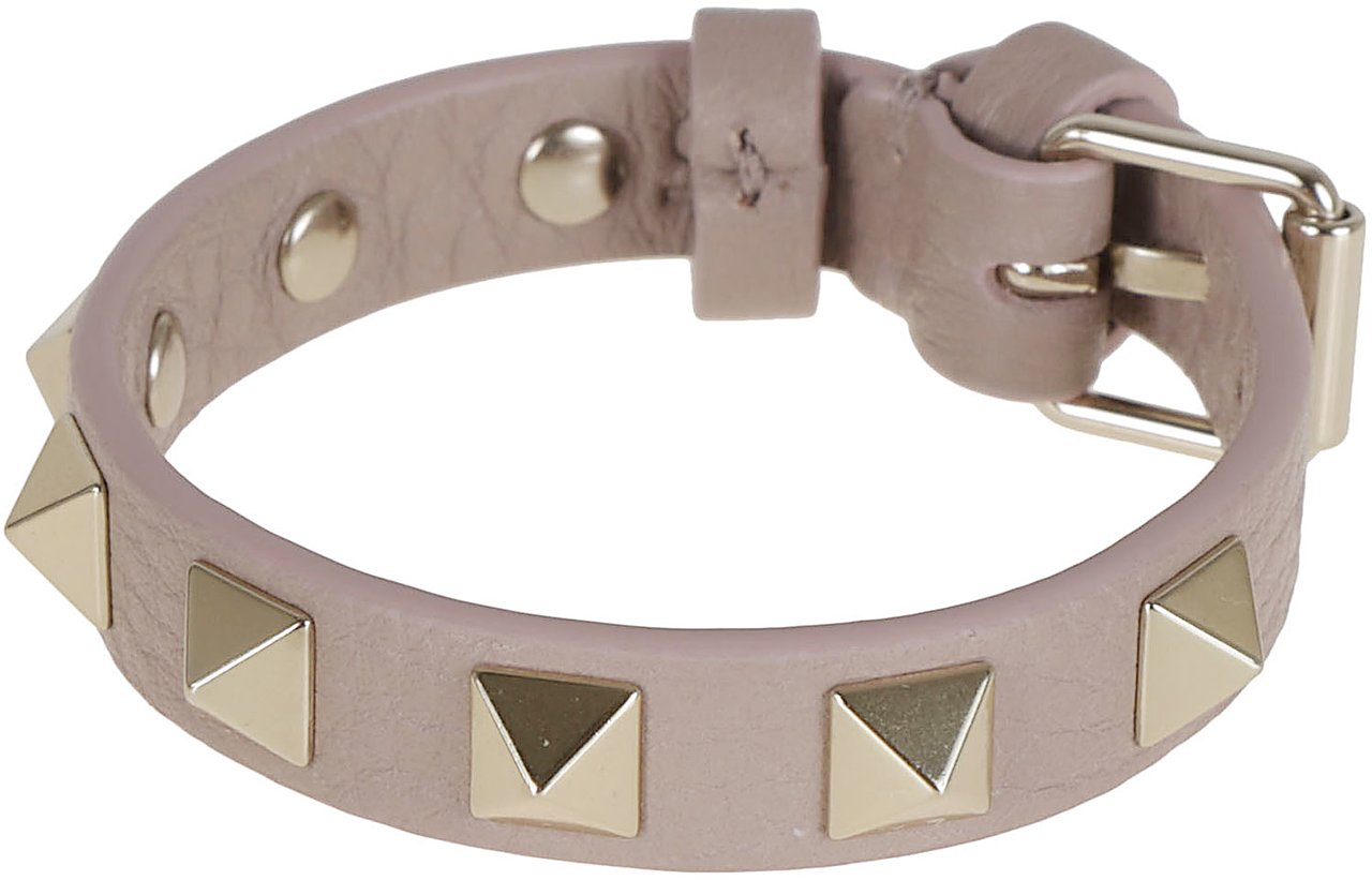 Valentino Garavani Leather Bracelet Beige