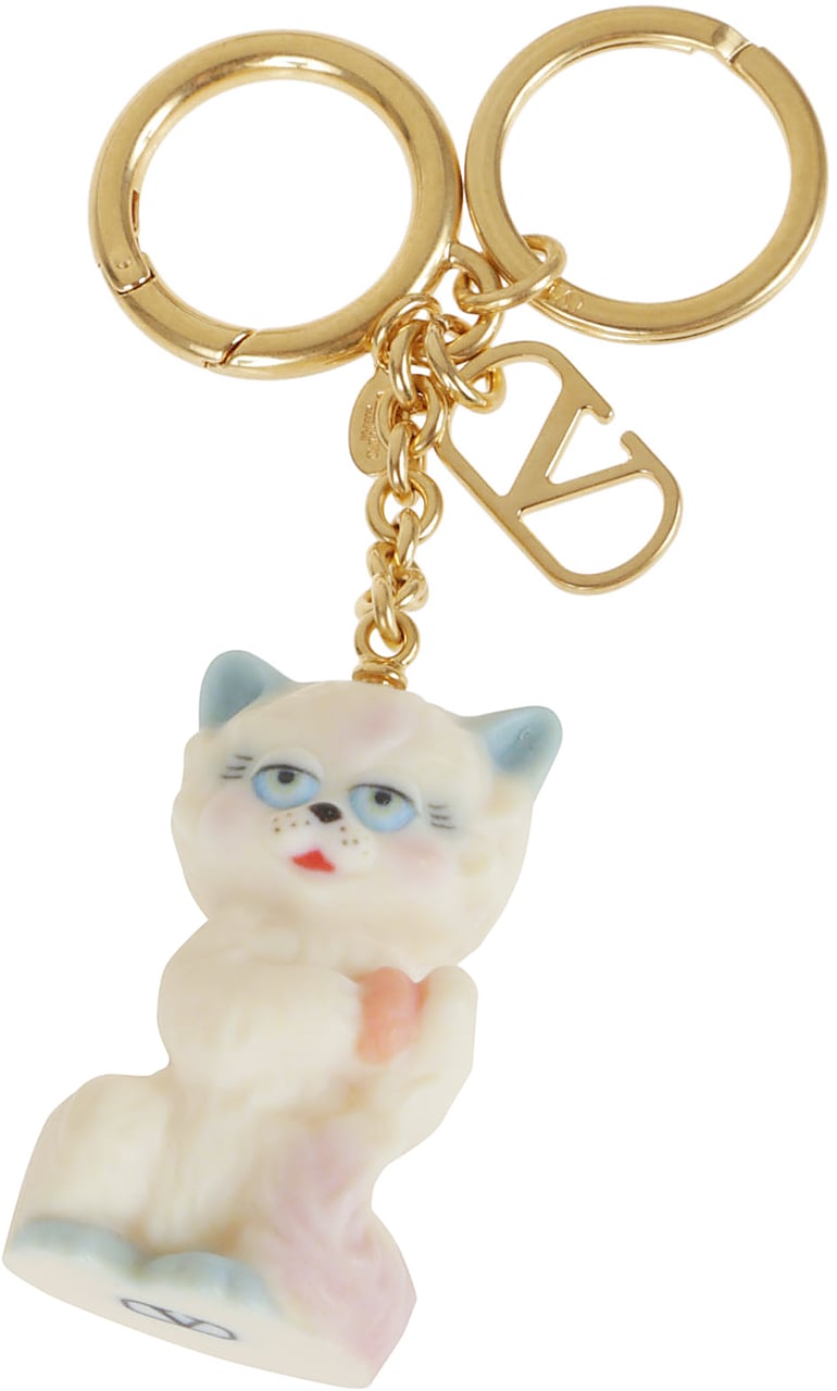 Valentino Garavani key ring le chat de la maison Metallic