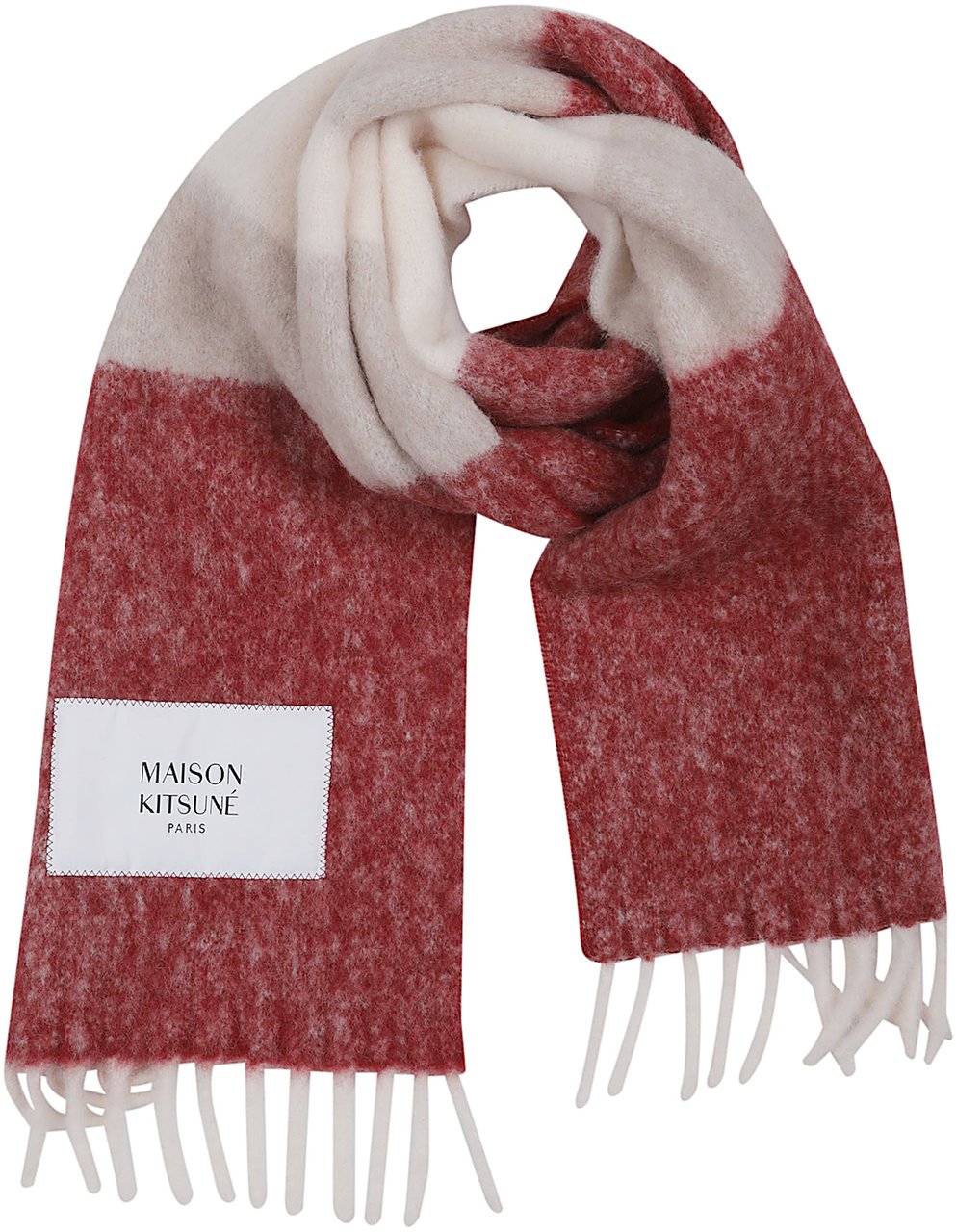 Maison Kitsuné alpaca striped scarf Beige