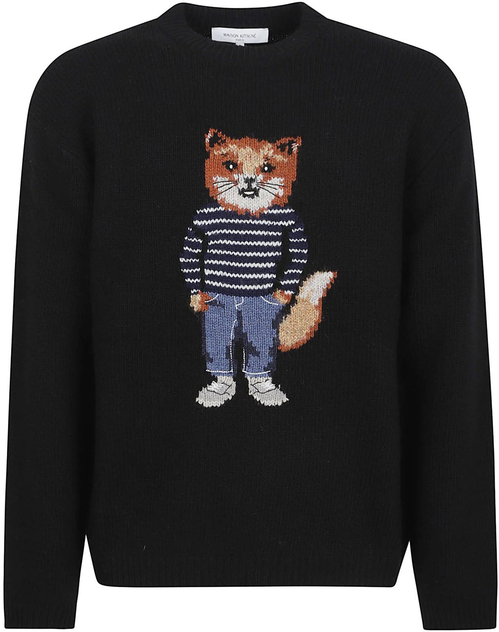 Maison Kitsuné dressed fox intarsia wool jumper Zwart