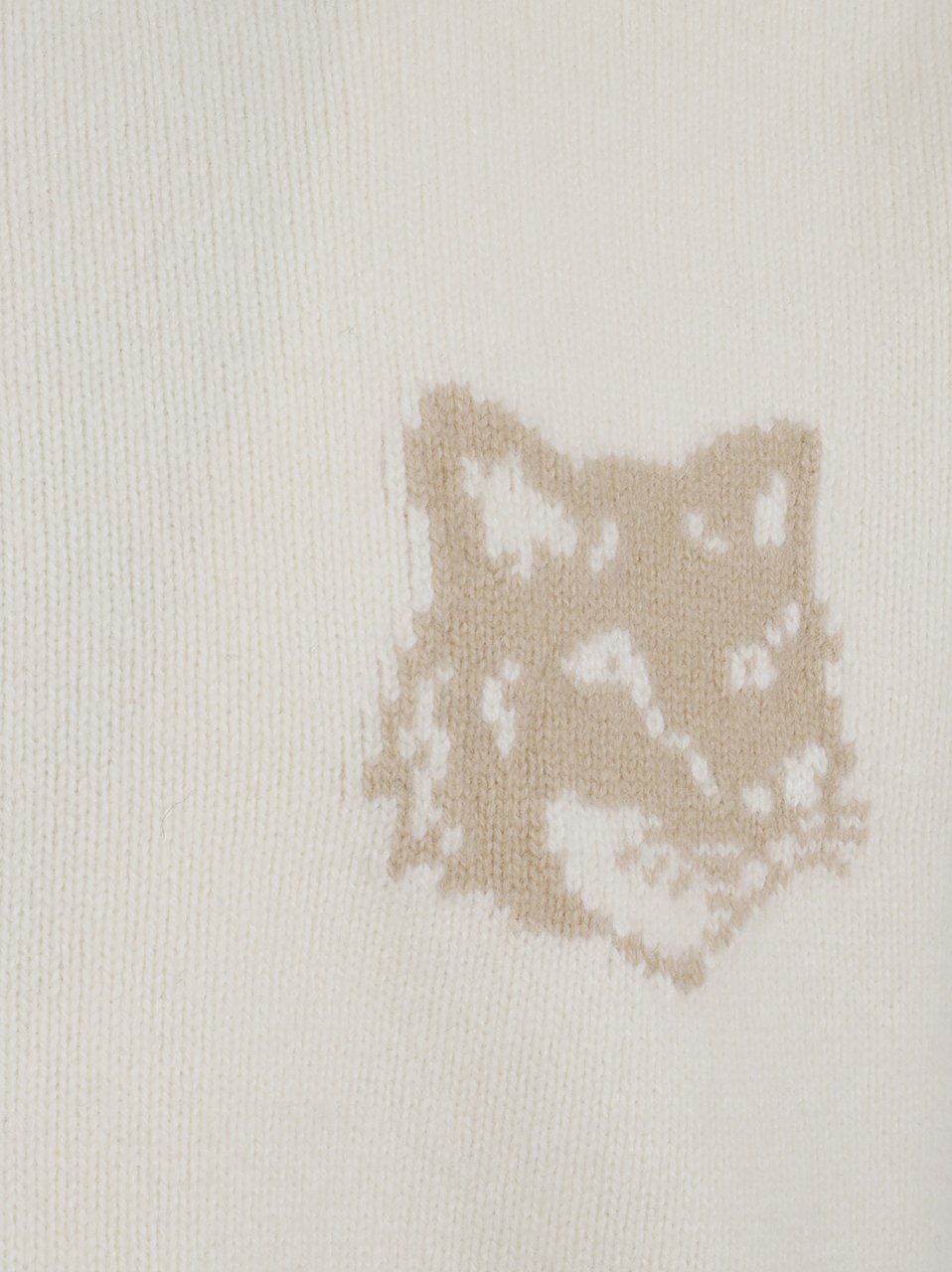 Maison Kitsuné fox head intarsia merino jumper Beige