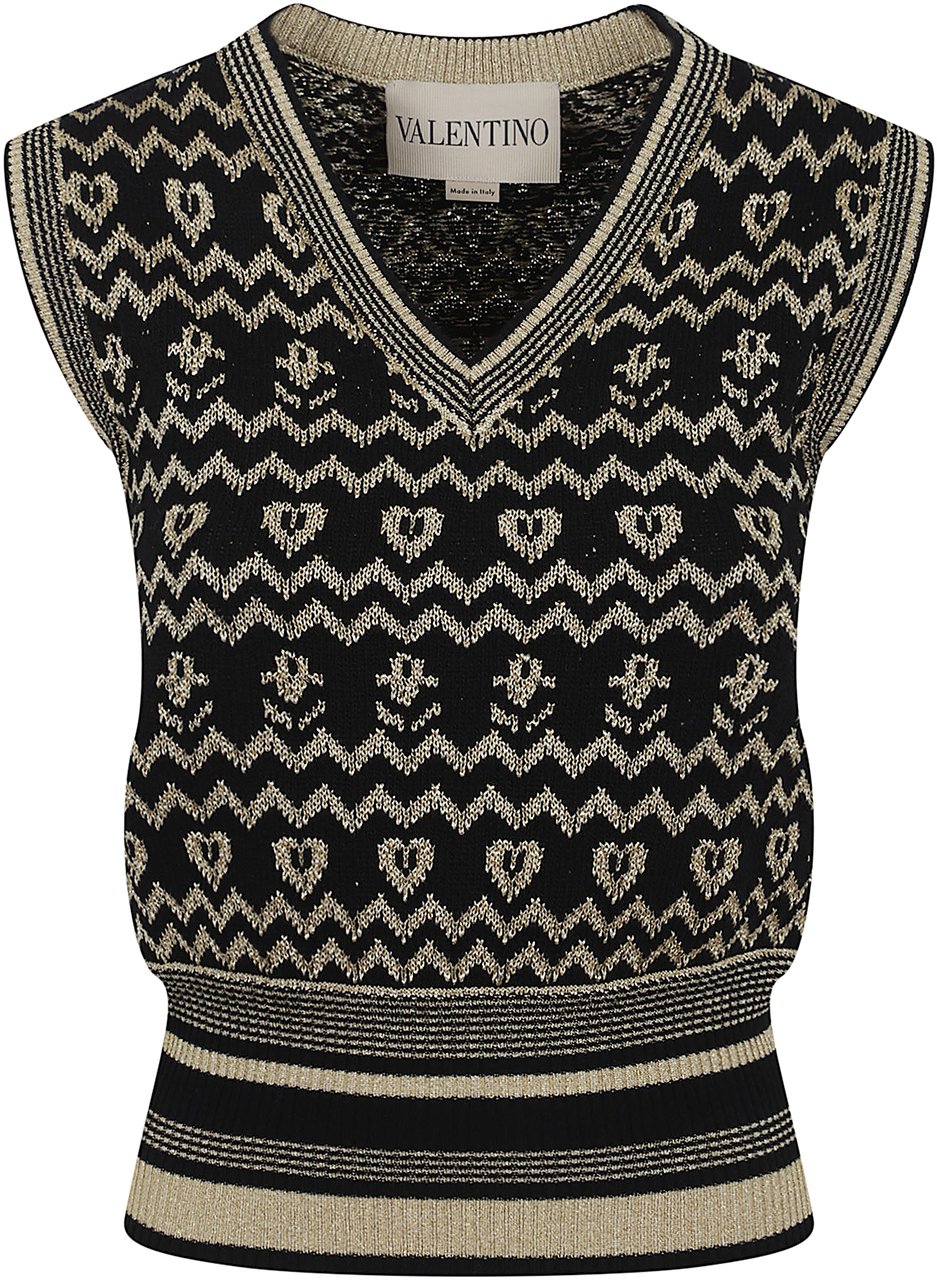 Valentino Garavani canotta maglia mossi Zwart