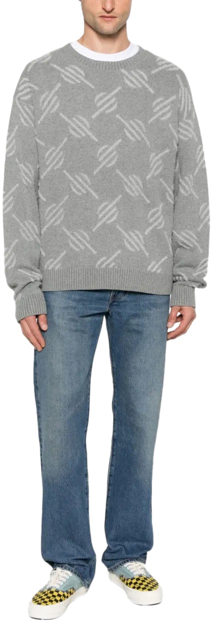 Daily Paper Heren Tevin Monogram Knit Sweater Grijs