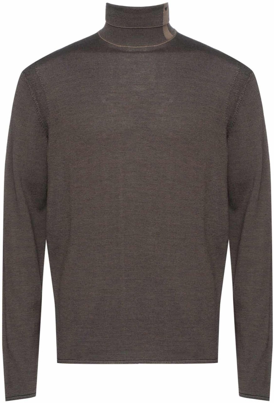 Emporio Armani Striped rollneck Wallnut Bruin
