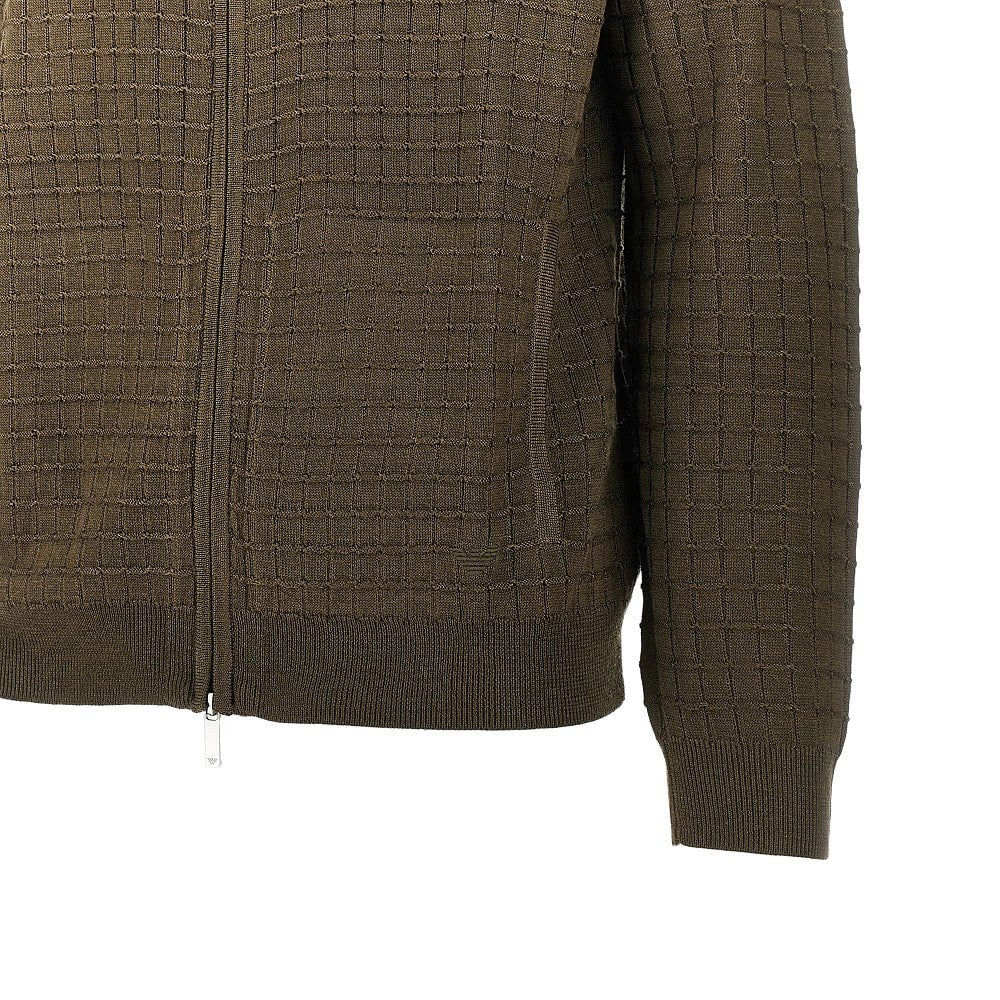 Emporio Armani Patterned Stitch Full Zip Crocodile Groen