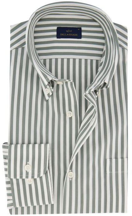 Paul & Shark Overhemd gestreept Groen