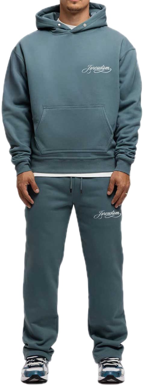 JORCUSTOM Fleece Jogger Handscript Ocean Blue Blauw