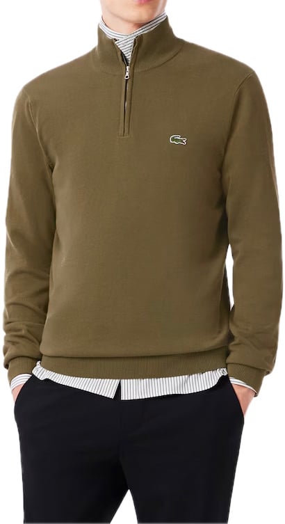 Lacoste Sweater met Hoge Hals en Rits Groen