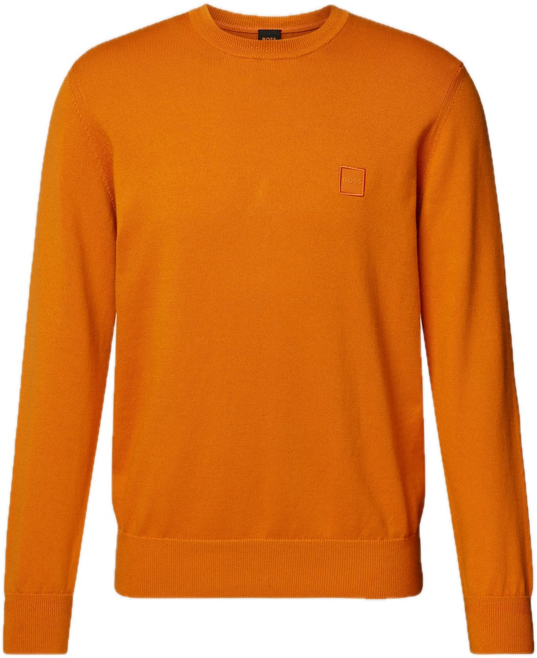 Boss Cotton-cashmere sweater with logo Oranje