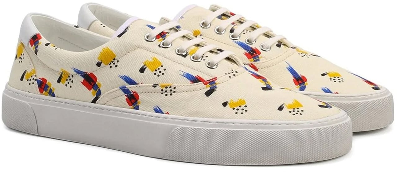 Saint Laurent Saint Laurent Printed Canvas Sneakers Wit