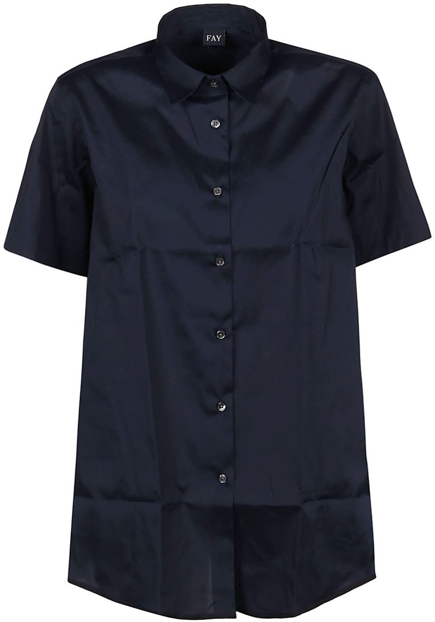 Fay Short Sleeve Shirt Blue Blauw