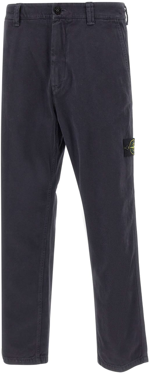 Stone Island Pantaloni Stretch Organic Cotton Broken Twill Old Effect Blauw
