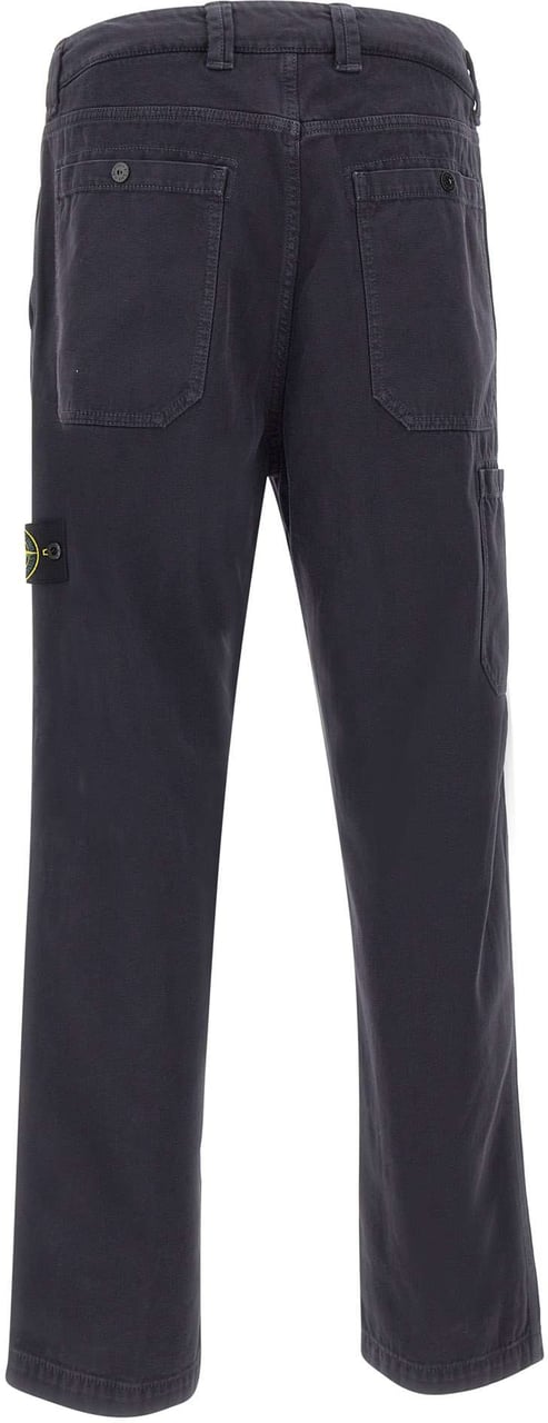 Stone Island Pantaloni Stretch Organic Cotton Broken Twill Old Effect Blauw