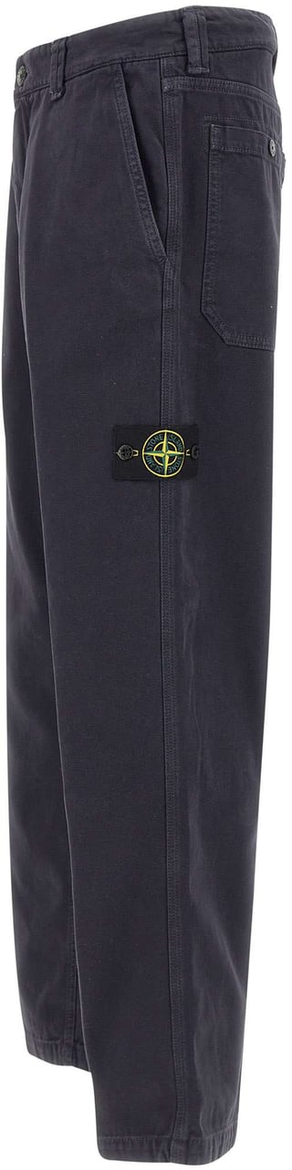 Stone Island Pantaloni Stretch Organic Cotton Broken Twill Old Effect Blauw