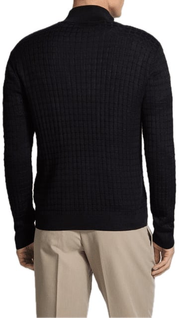 Emporio Armani Patterned Stitch Full Zip Black Zwart