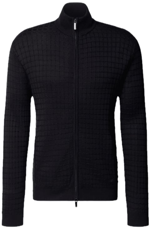 Emporio Armani Patterned Stitch Full Zip Black Zwart