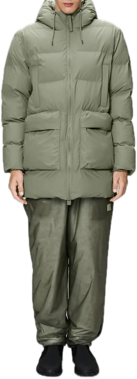 Rains Alta Long Puffer Cargo Drift Groen