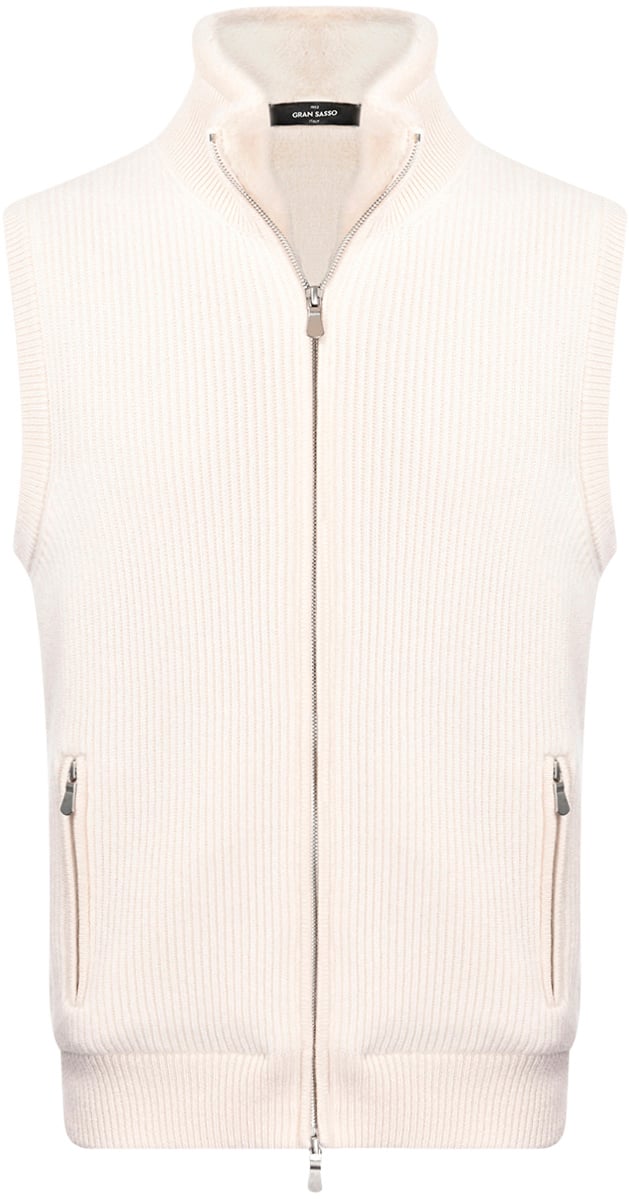 Gran Sasso Ribbed sleeveless jacket Neutraal