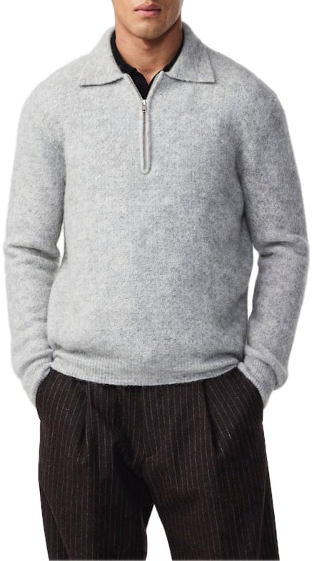 NN07 Alfie zip polo Grijs