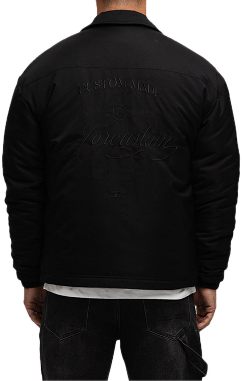 JORCUSTOM Handscript Padded Coach Jacket Zwart