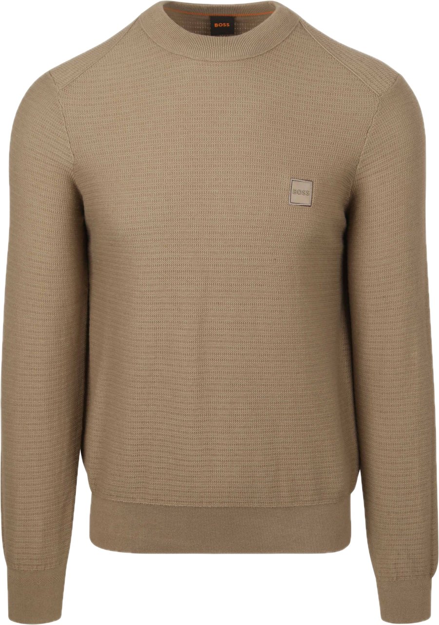 Boss Anion knit sweater open green bruin Bruin