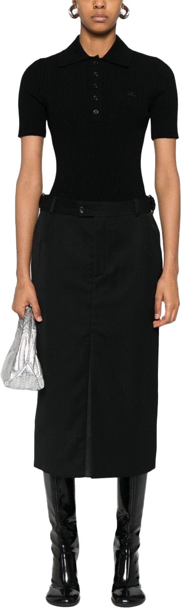 COURREGES Courreges Black viscose blend polo shirt Zwart