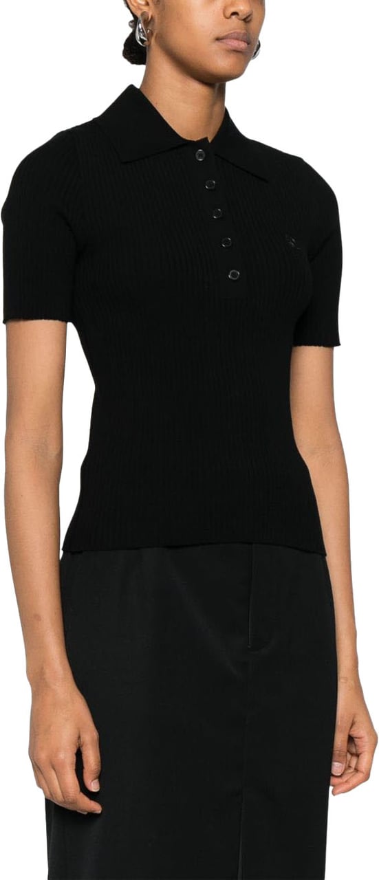 COURREGES Courreges Black viscose blend polo shirt Zwart