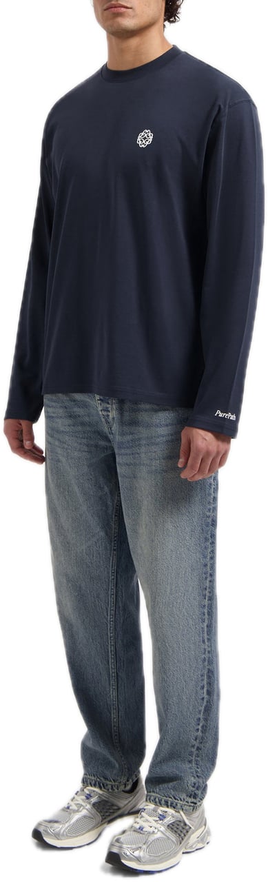 Pure Path oversized longsleeve Dark Navy Blauw