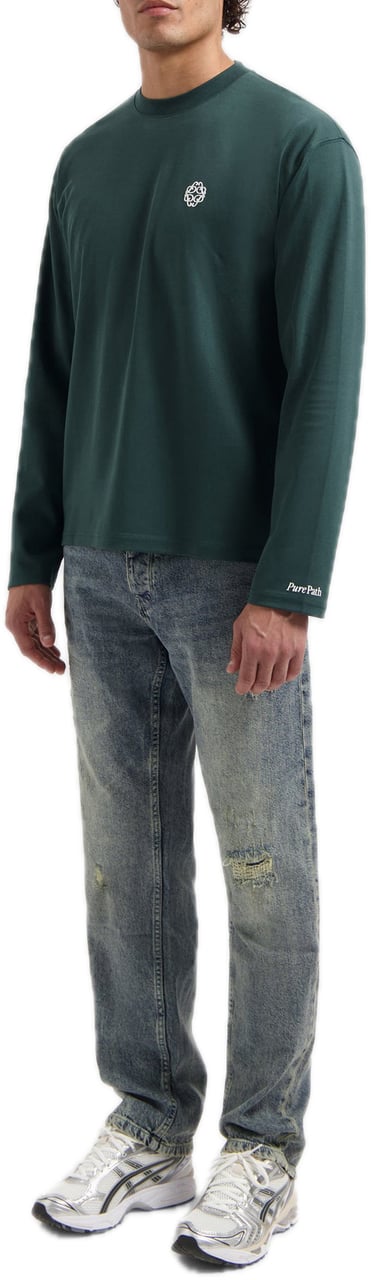 Pure Path oversized longsleeve Dark Green Groen