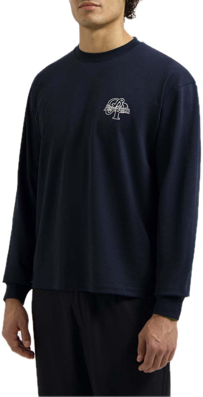 Pure Path oversized longsleeve Dark Navy Blauw