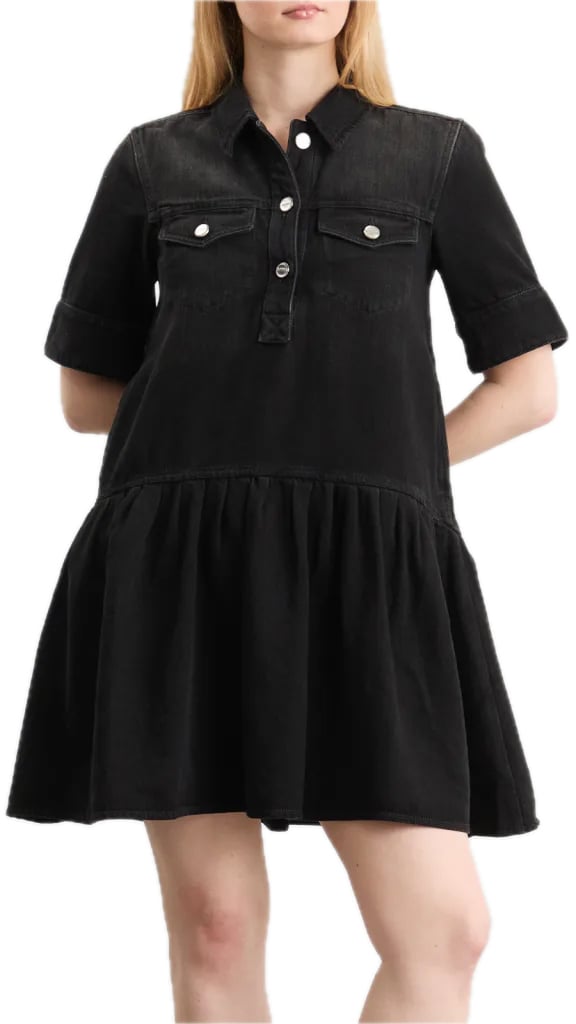 Ganni Dress jeans black Zwart