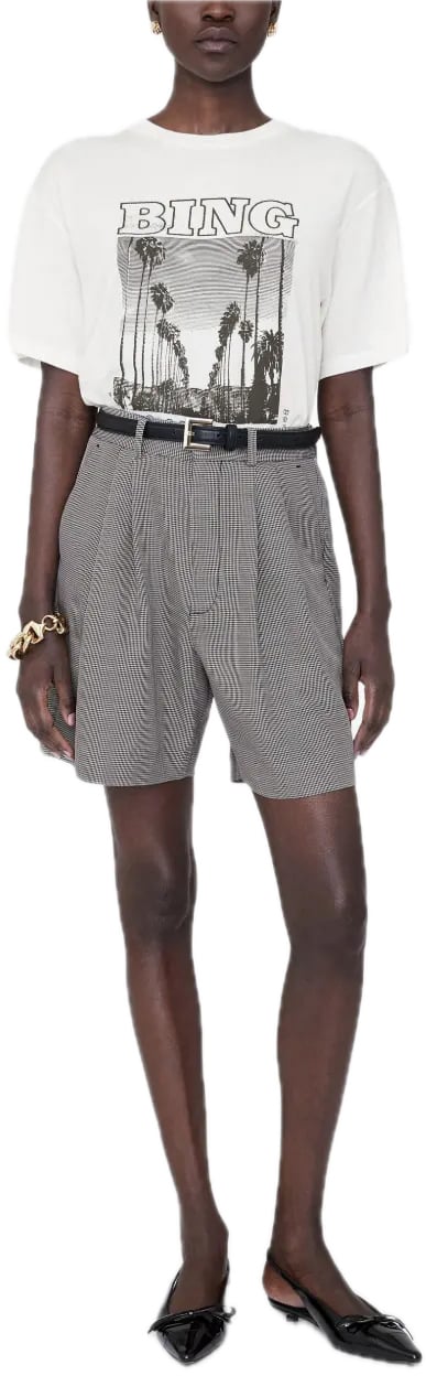 Anine Bing t-shirt ecru logo Wit