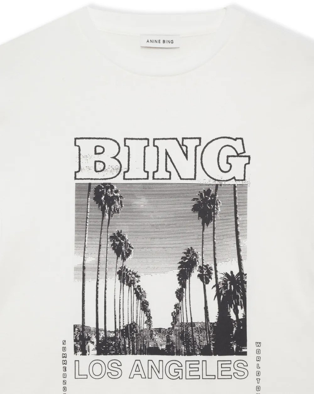 Anine Bing t-shirt ecru logo Wit