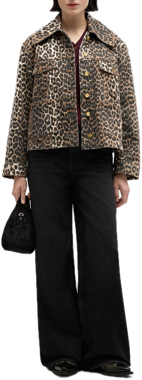 Ganni jeans jacket leopard Dierenprint