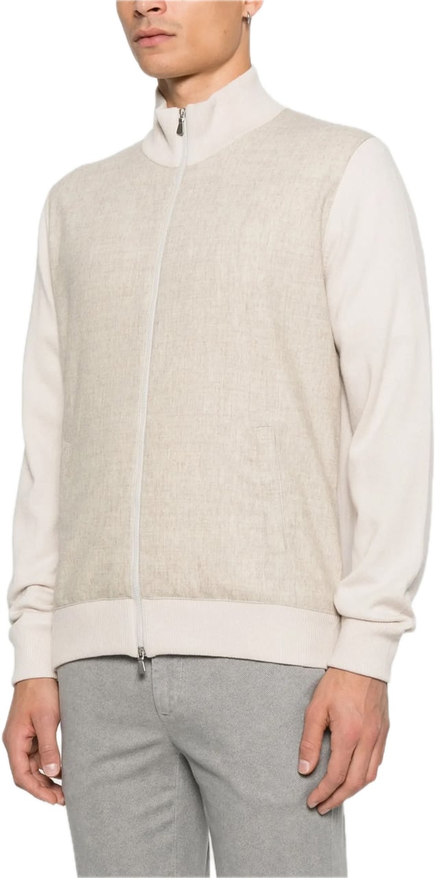 Gran Sasso Flannel zip jacket Beige