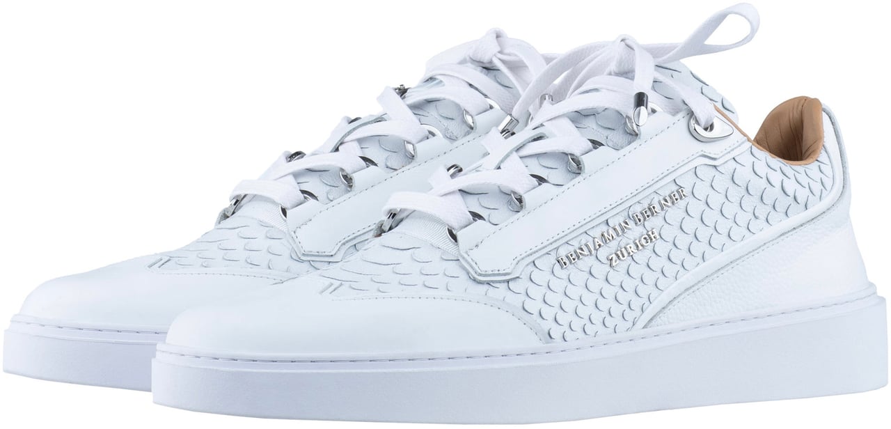 Benjamin Berner Pablo Low-Top All White Python Wit