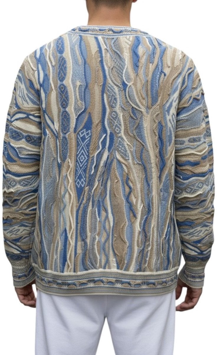 Carlo Colucci Jacquard Knit Jumper Light Blue Blauw