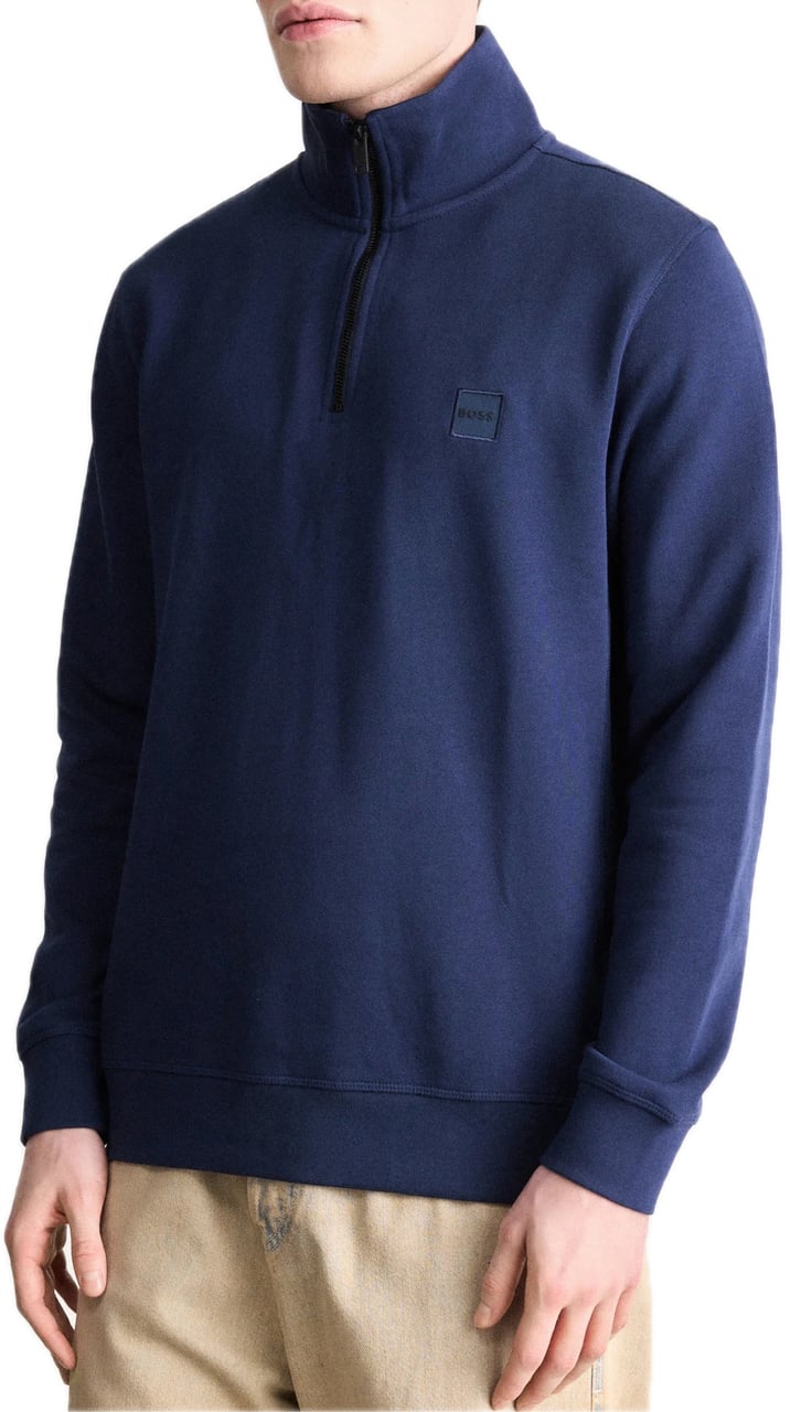 Hugo Boss Zetrust zipper coltrui Open Blue Blauw