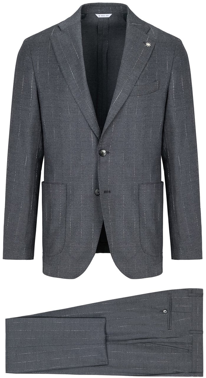Manuel Ritz Suit grey stripe Grijs