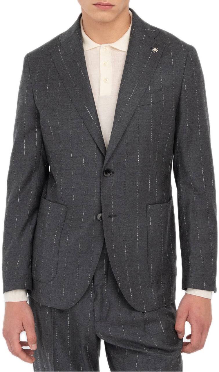 Manuel Ritz Suit grey stripe Grijs