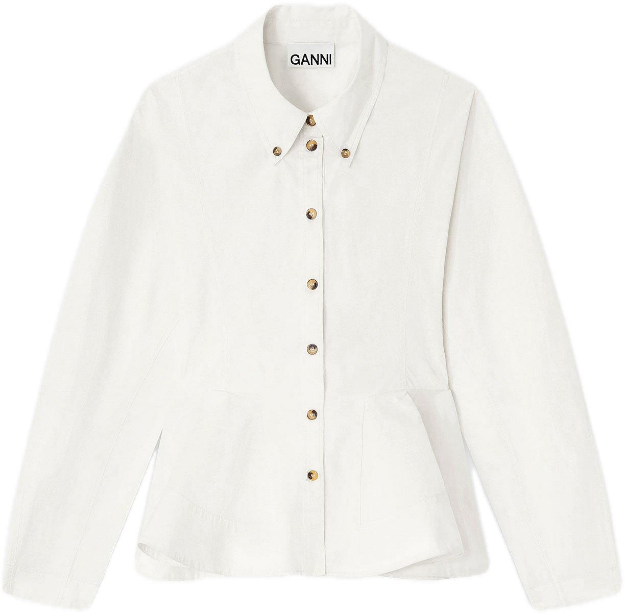 Ganni bloes ecru Wit