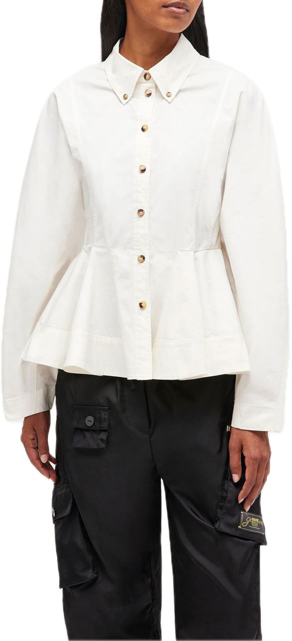 Ganni bloes ecru Wit