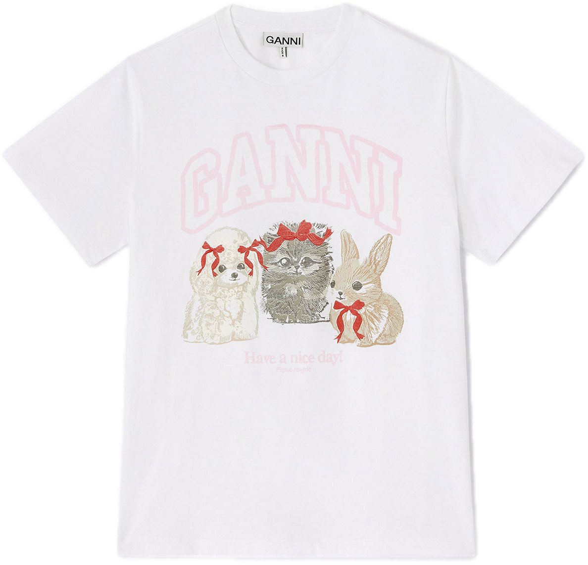 Ganni t-shirt white Wit