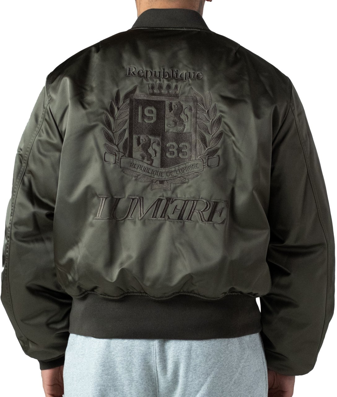 LUMI3RE Republique Nylon Bomber Jacket Green Groen