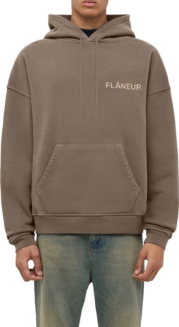 FLÂNEUR Flâneur Hoodie Bruin Double Logo Washed Hoodie Bruin
