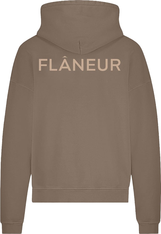 FLÂNEUR Flâneur Hoodie Bruin Double Logo Washed Hoodie Bruin