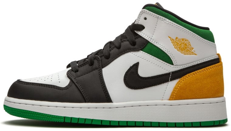 Nike Air Jordan 1 Mid Oakland Laser Orange Lucky Green Zwart