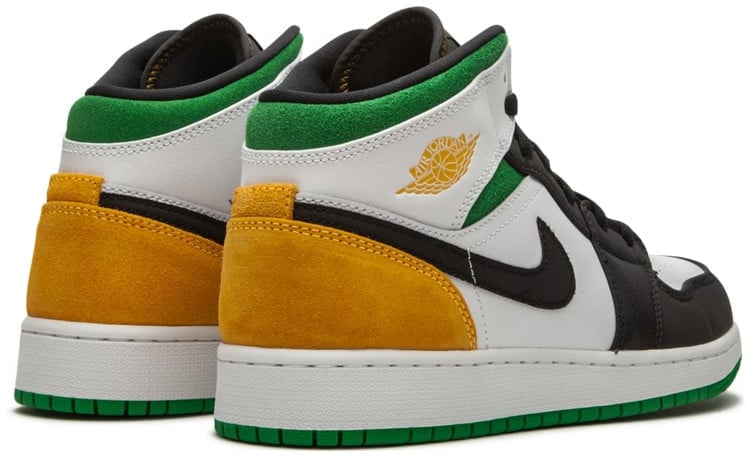 Nike Air Jordan 1 Mid Oakland Laser Orange Lucky Green Zwart