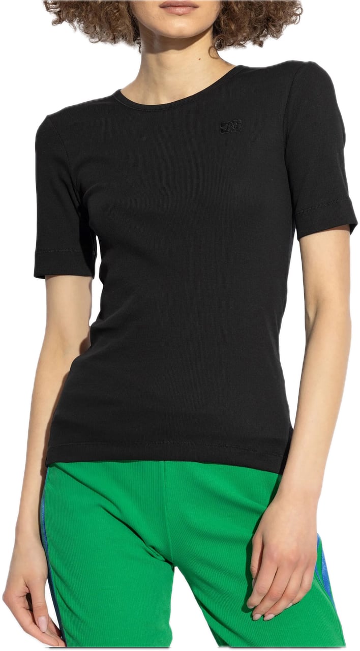 Ganni t-shirt black Zwart